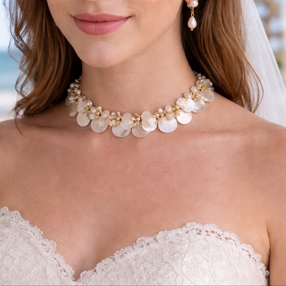 Antique Estate Pearl & MOP Coin Choker Necklace